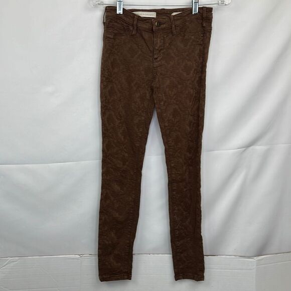 Pilcro and the Letterpress Anthropologie Brown Serif pants size 26 EUC - Picture 1 of 15